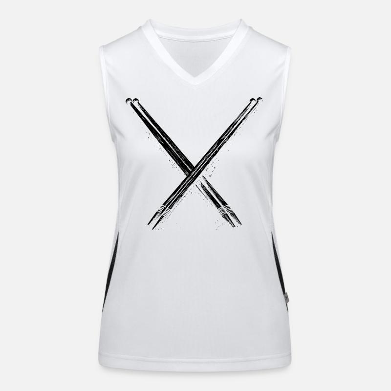 Schlagzeugstöcke Grafik Funktionelles Kontrast-Tank Top für Frauen