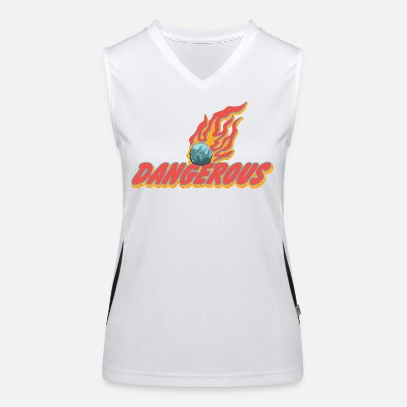 Gefährlich – Flammender Meteor Statement Funktionelles Kontrast-Tank Top für Frauen