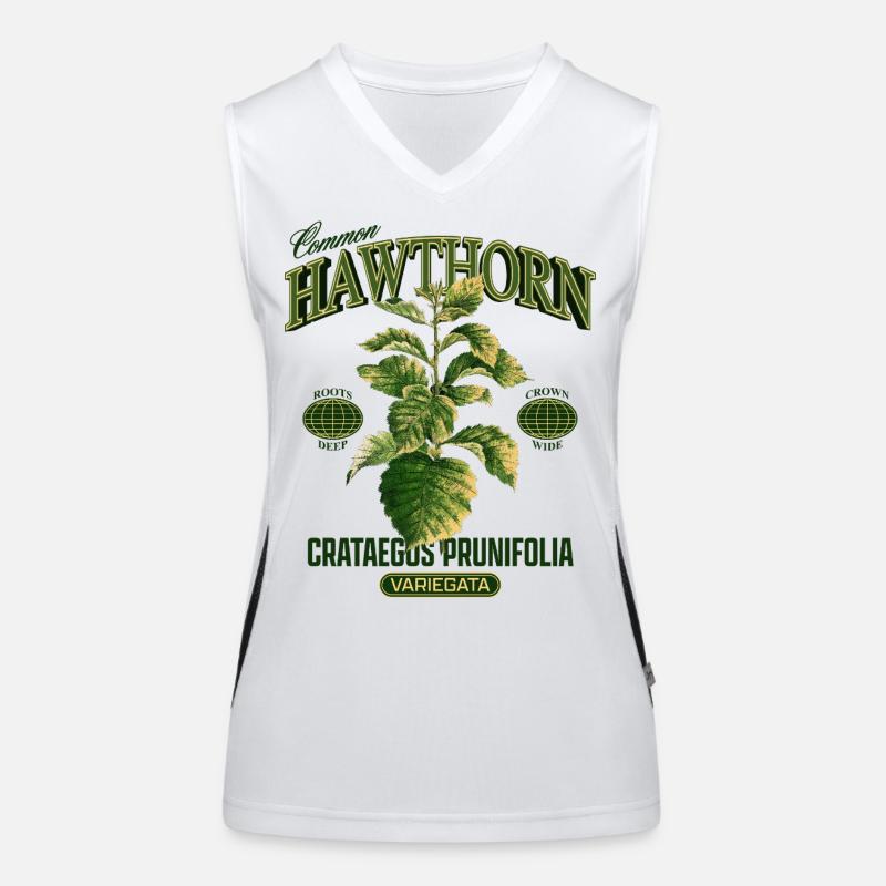 Common Hawthorn Botanical Art - Women's Functional Contrast Tank Top - white/black