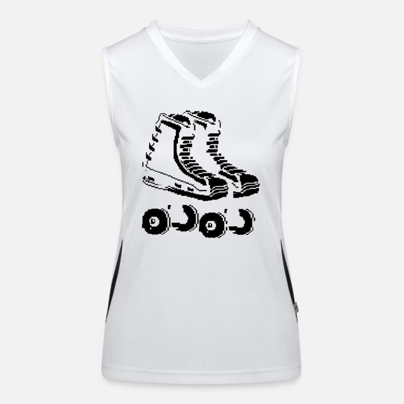 Roller Skates Pixel Kunst Funktionelles Kontrast-Tank Top für Frauen