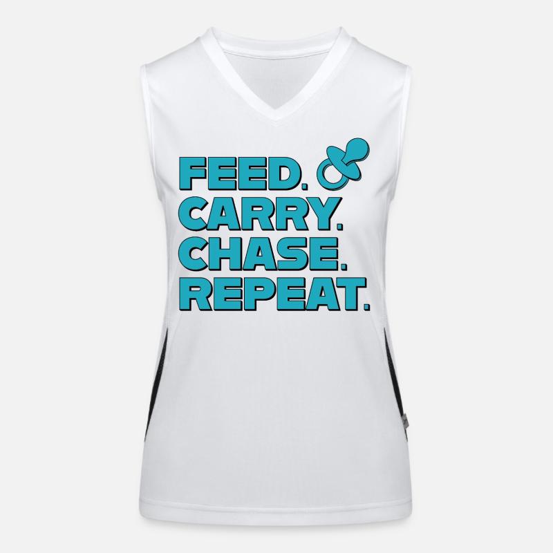 Elternalltag – Feed Carry Chase Repeat Funktionelles Kontrast-Tank Top für Frauen
