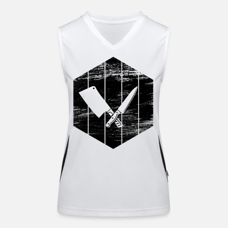 Messer und Hackbeil Funktionelles Kontrast-Tank Top für Frauen