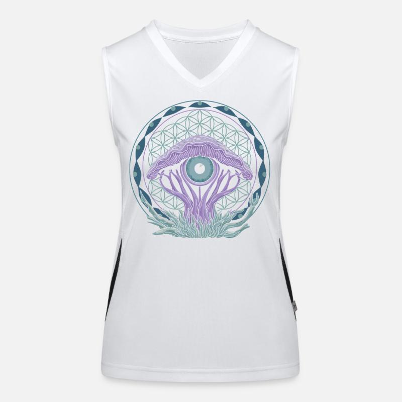Mushroom Eye Portal | Psychedelic Vision Art Women's Functional Contrast Tank Top