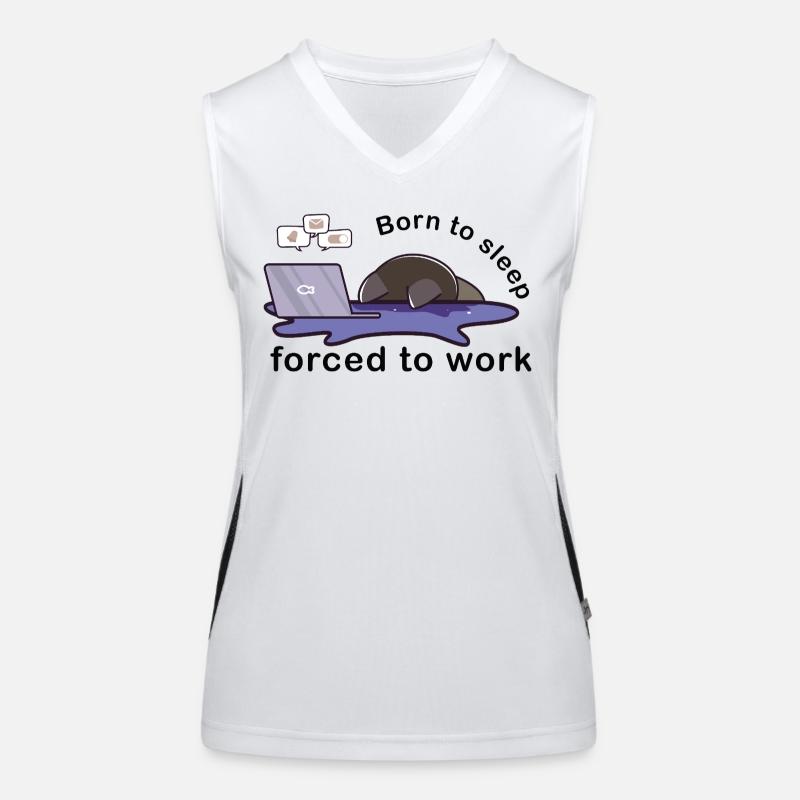 Né pour dormir forcé de travailler chat mignon travail Débardeur respirant contrasté Femme