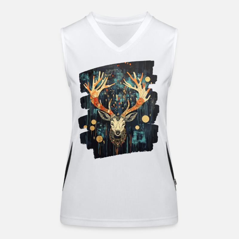 Hirsch mit Geweih Funktionelles Kontrast-Tank Top für Frauen