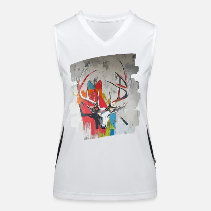 Hirsch mit Geweih Funktionelles Kontrast-Tank Top für Frauen