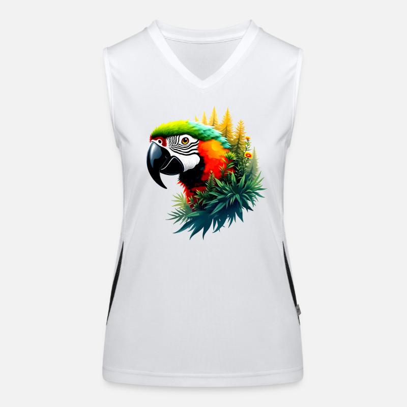 Bunter Ara und Dschungel: Exotisches und lebendiges Design Funktionelles Kontrast-Tank Top für Frauen