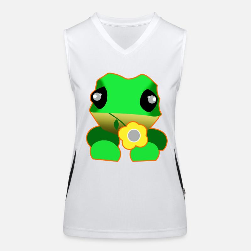 Grenouille mignonne avec fleur Débardeur respirant contrasté Femme