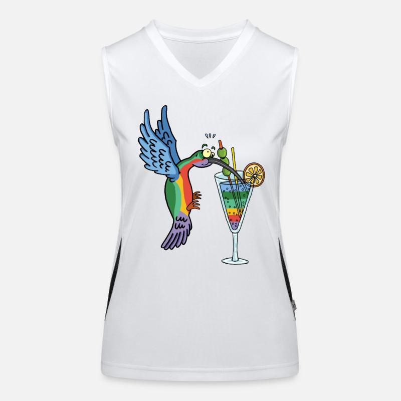 Hummingbird and cocktail Women's Functional Contrast Tank Top