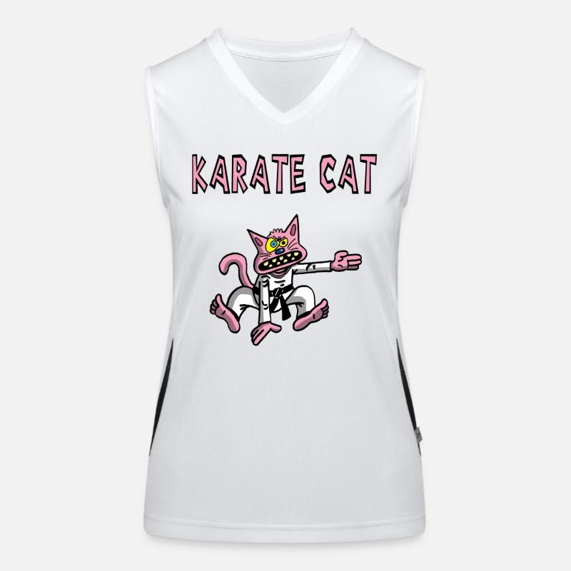 Karate und rosa Katze Funktionelles Kontrast-Tank Top für Frauen