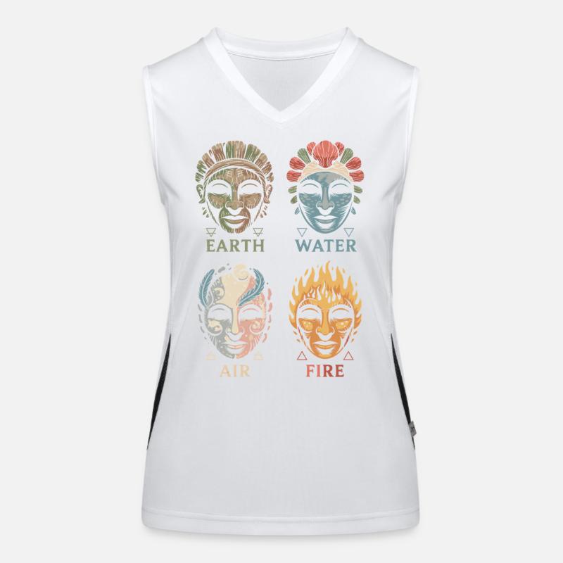 Vier Elementarmasken | Alchemistische Symbole Kunst Funktionelles Kontrast-Tank Top für Frauen