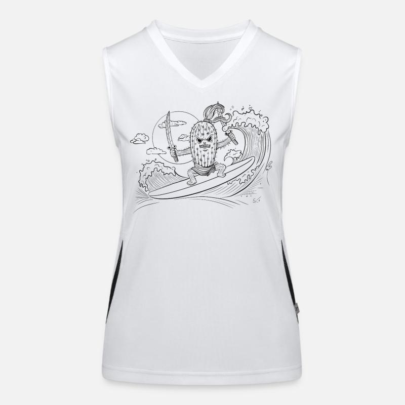 Surfer mit Samurai-Motiv Funktionelles Kontrast-Tank Top für Frauen