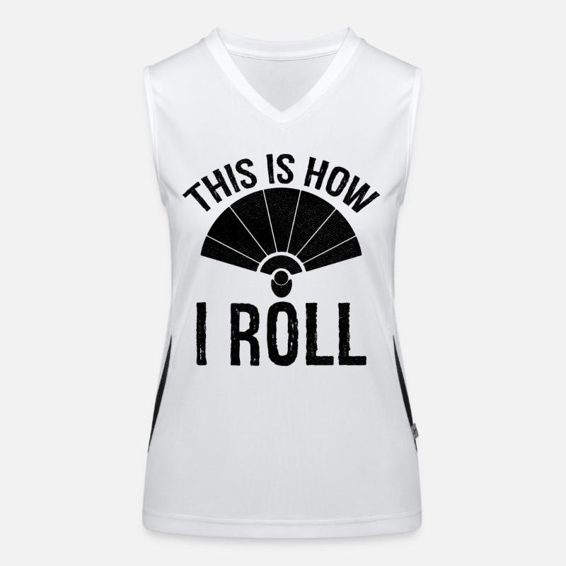 this is how I roll hand fan Women's Functional Contrast Tank Top