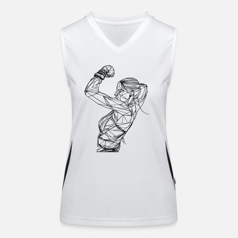 Weiblicher Boxer Line Art Funktionelles Kontrast-Tank Top für Frauen