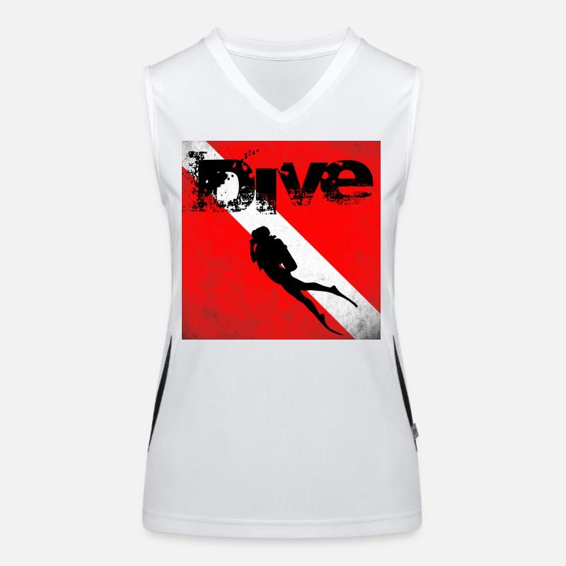 American Diver Down Flag SCUBA - Women's Functional Contrast Tank Top - white/black
