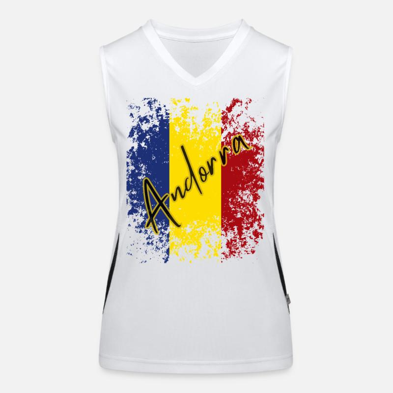 Flagge von Andorra, andorranischer Stolz Funktionelles Kontrast-Tank Top für Frauen