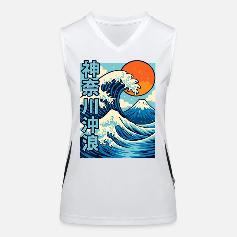 Big Wave Kanagawa Comic Style Women's Functional Contrast Tank Top