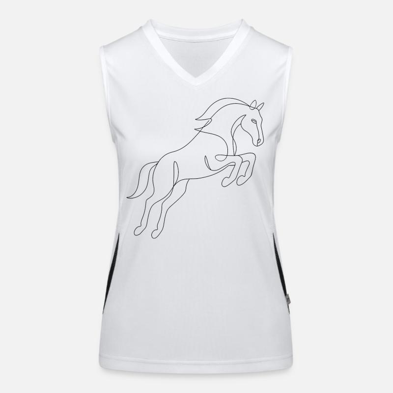 One Line Drawing - Pferd Funktionelles Kontrast-Tank Top für Frauen