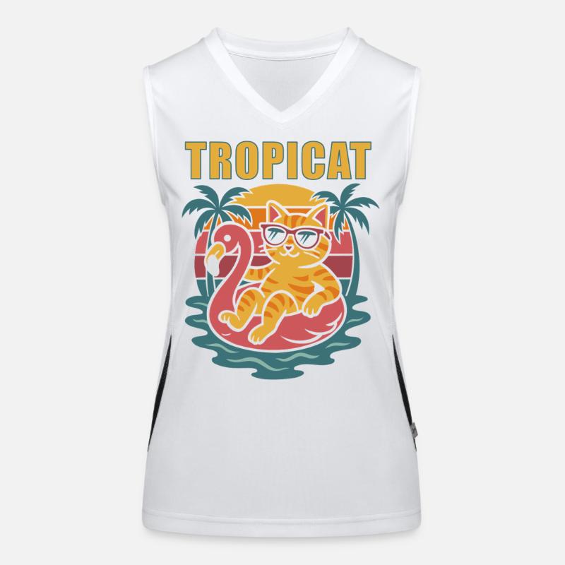 TROPICAT - Funny Sommer Katze Design Funktionelles Kontrast-Tank Top für Frauen