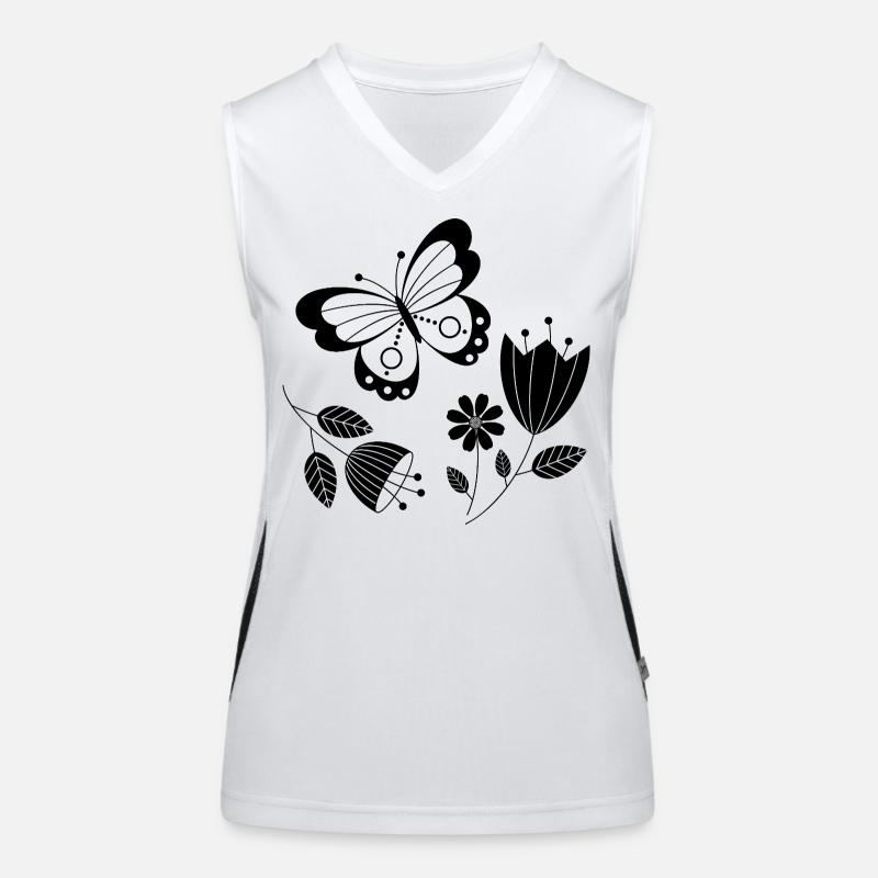 Papillon avec des fleurs Débardeur respirant contrasté Femme