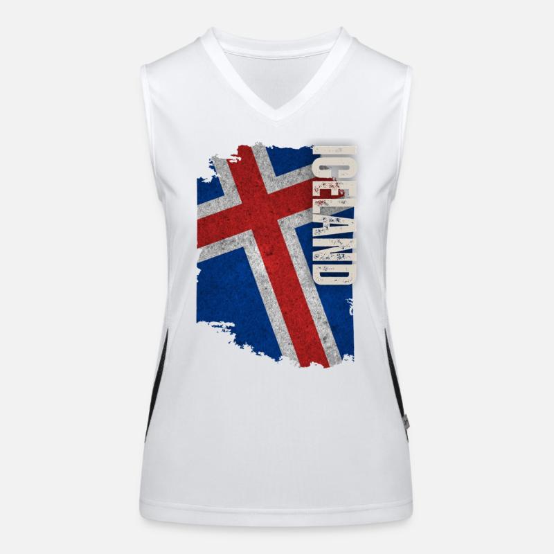 Vertikale isländische Flagge, ich liebe Island Funktionelles Kontrast-Tank Top für Frauen