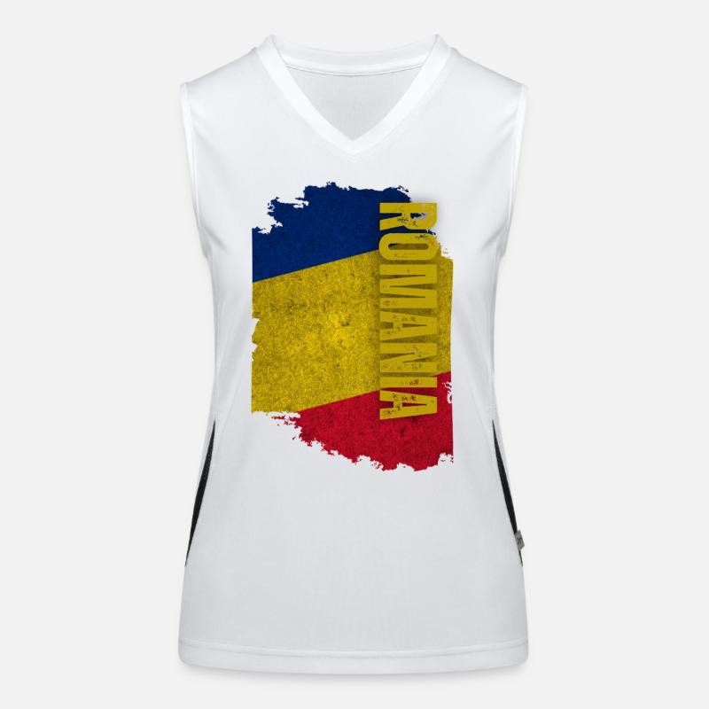 Drapeau de la Roumanie vertical, Maître Roumanie Débardeur respirant contrasté Femme