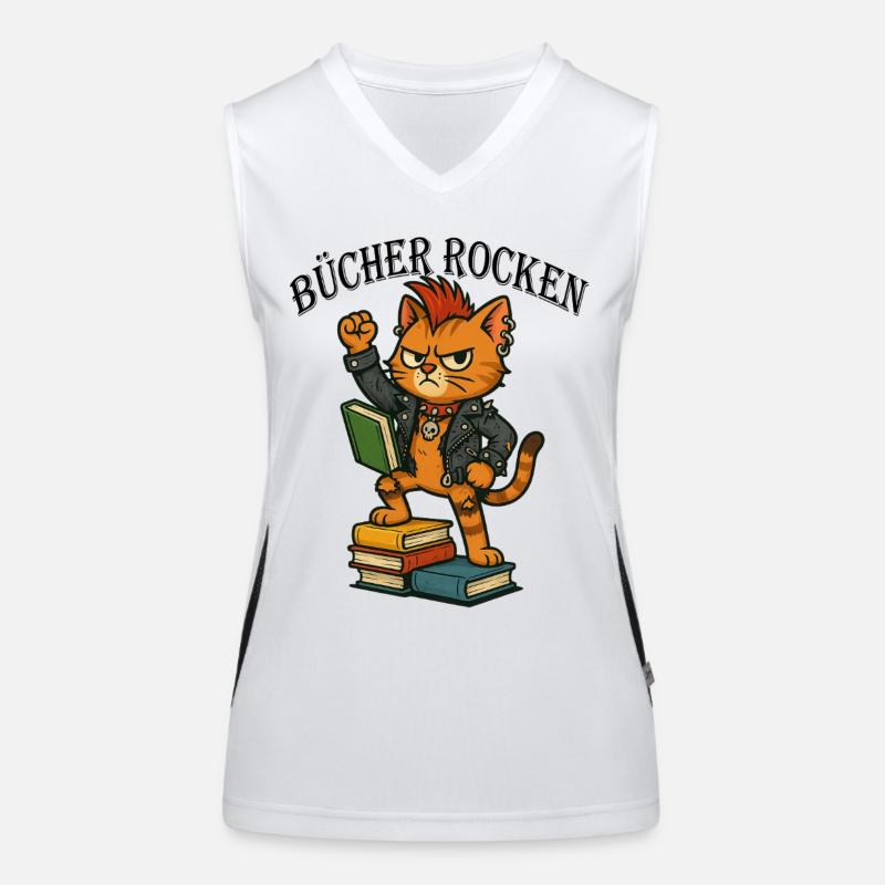 Punk-Katze: Bücher rocken! Funktionelles Kontrast-Tank Top für Frauen