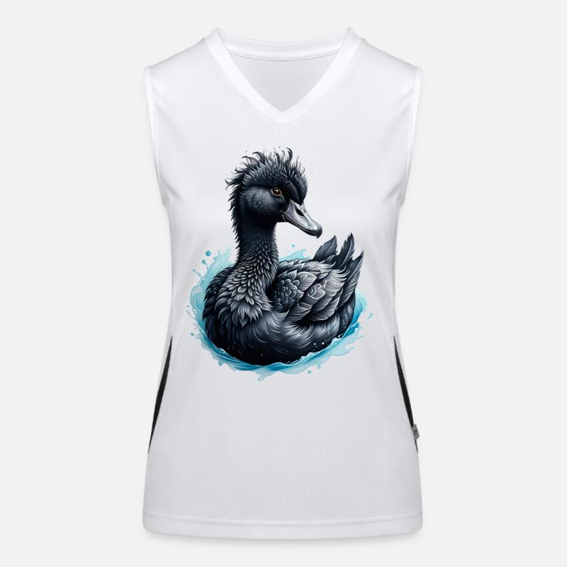 Der schwarze Schwan und die blaue Rose Funktionelles Kontrast-Tank Top für Frauen