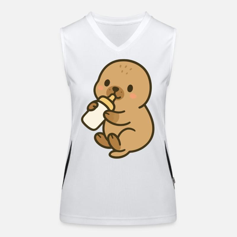 Fläschchenzeit am Meer Funktionelles Kontrast-Tank Top für Frauen