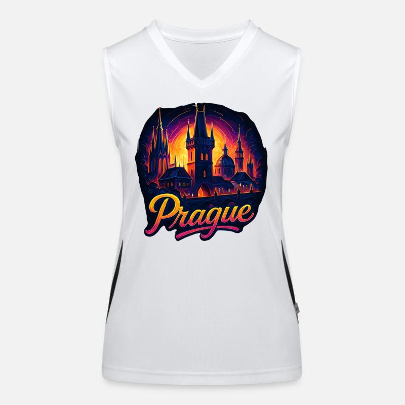 Prague Capitale République tchèque Silhouette Cadeau Débardeur respirant contrasté Femme
