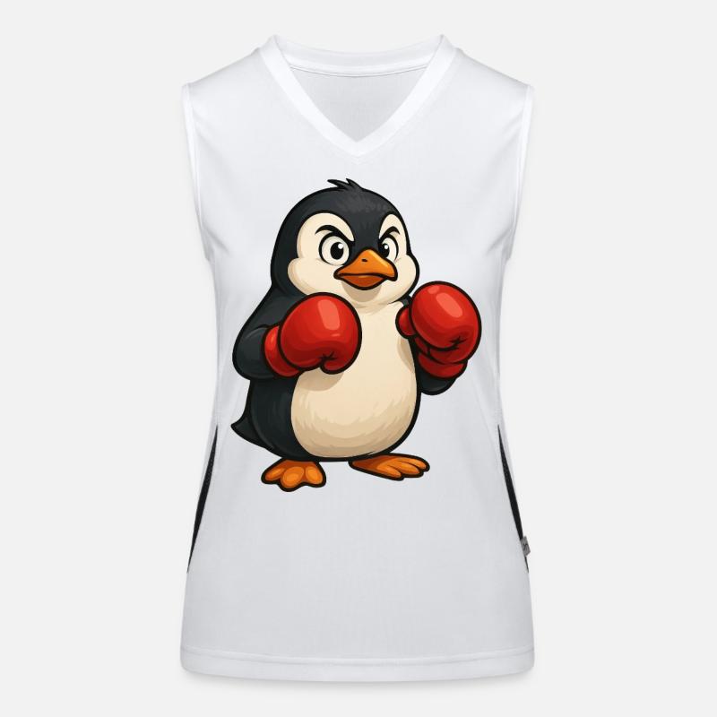 Cool pingouin boxer se bat dans la conception de dessin animé Débardeur respirant contrasté Femme