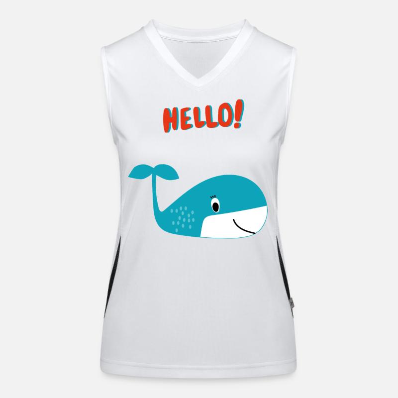 Happy Whale Says Hello - Gift Idea Women's Functional Contrast Tank Top