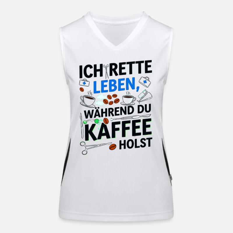 Ich rette Leben während du Kaffee holst Funktionelles Kontrast-Tank Top für Frauen