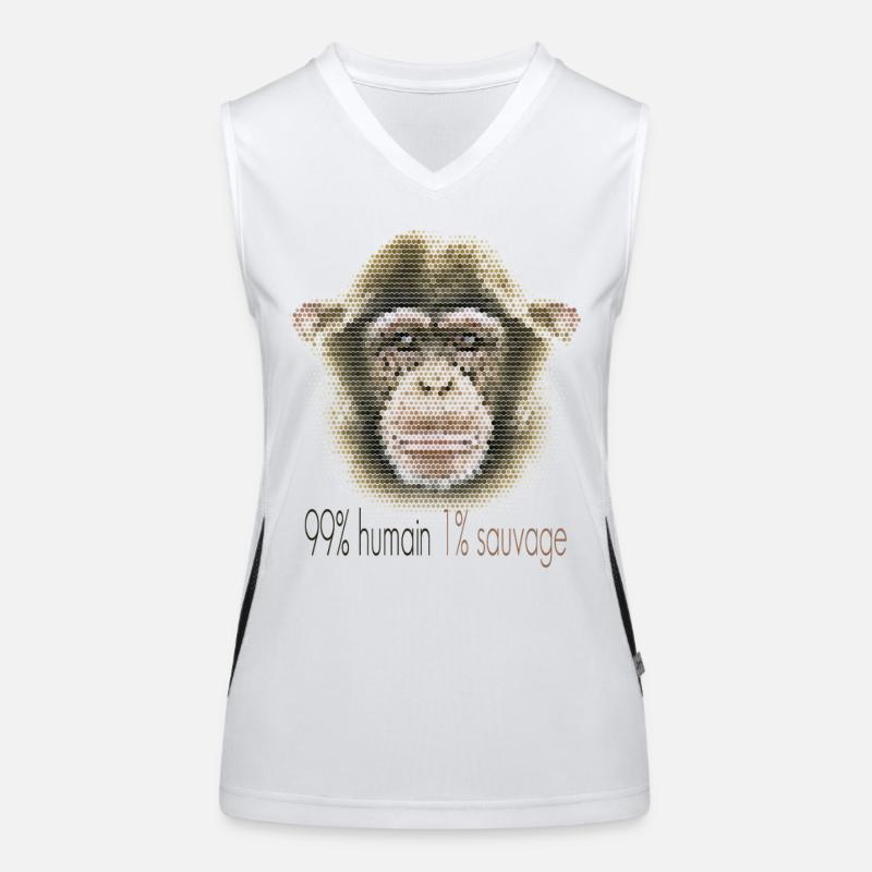 Schimpansengesicht – 99% Mensch 1% Wild Funktionelles Kontrast-Tank Top für Frauen