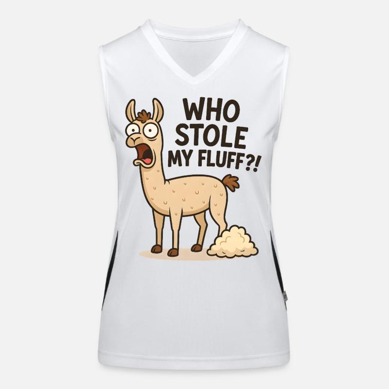 Humorous llama with fluff Women's Functional Contrast Tank Top