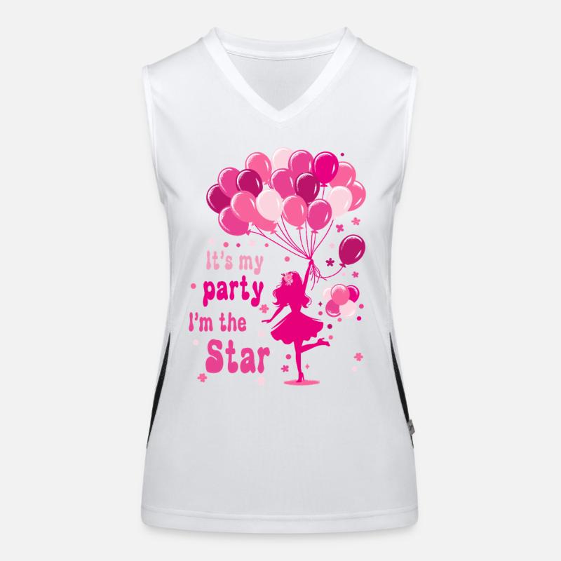Feierliches Mädchen mit rosa Luftballons Design Funktionelles Kontrast-Tank Top für Frauen