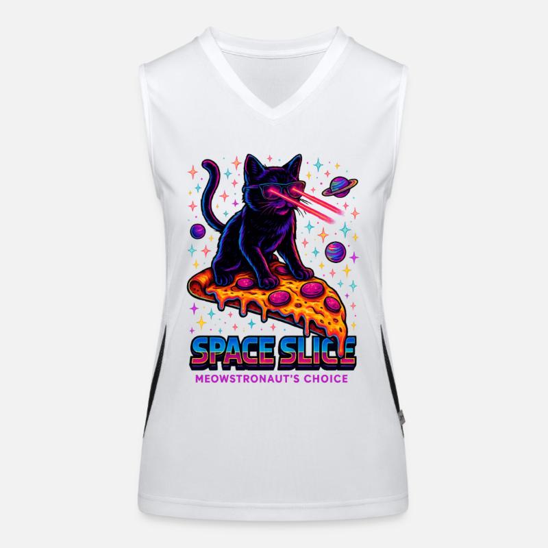 Tranche d’espace – Neon Cat Pizza Universe Débardeur respirant contrasté Femme