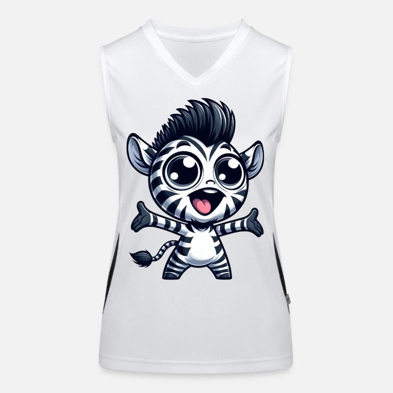 Happy zebra with open arms warm Women's Functional Contrast Tank Top