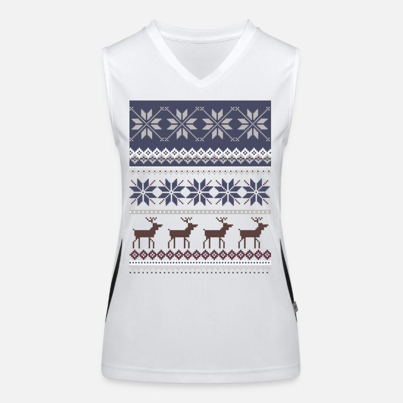 Winter Reindeer and Snowflakes Pattern Women's Functional Contrast Tank Top