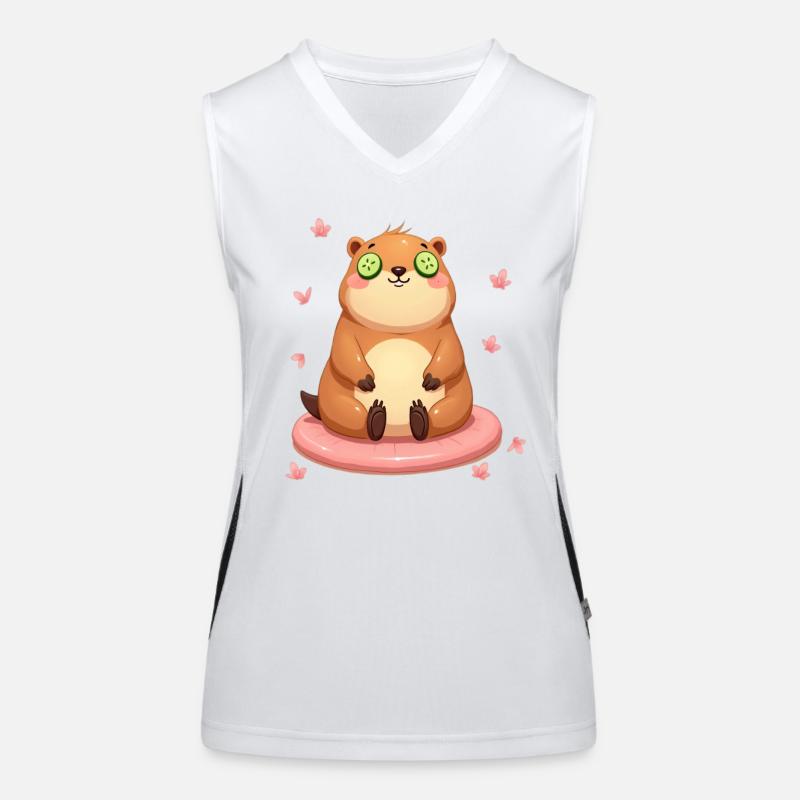Mignon Capybara Concombre Oeil Oreiller médite Débardeur respirant contrasté Femme
