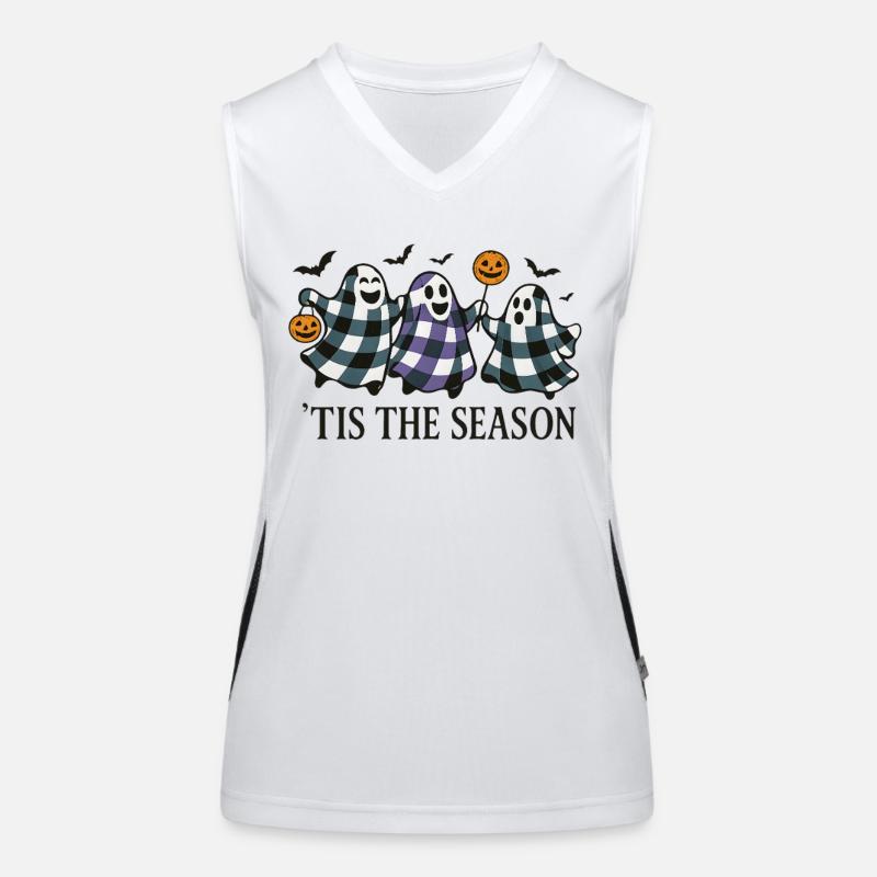 Halloween Ghost Pumpkin Design Women's Functional Contrast Tank Top