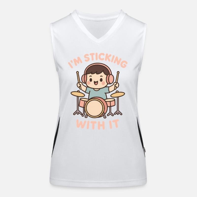 I'll stay with it – children's drummer saying Women's Functional Contrast Tank Top
