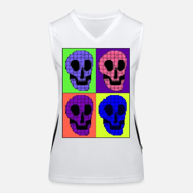 Four brightly colored skulls Women's Functional Contrast Tank Top