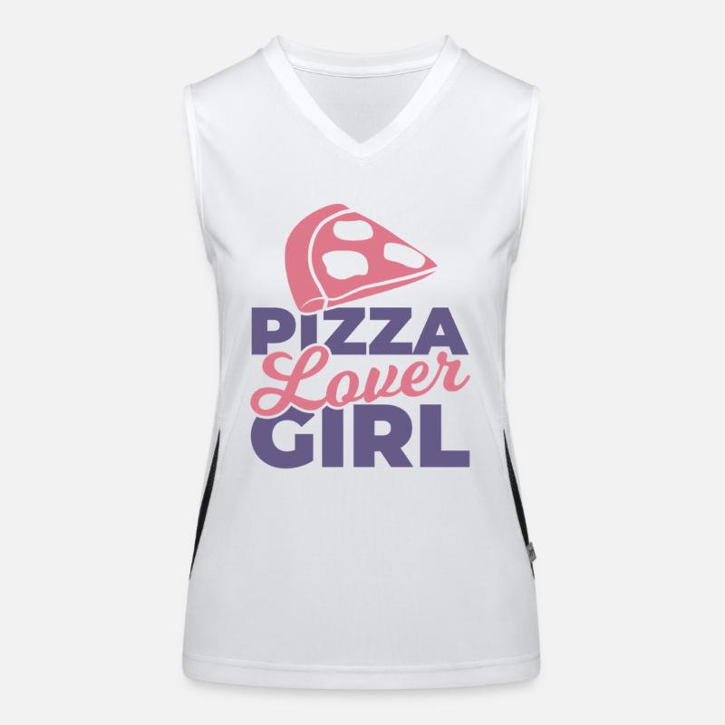 Mädchen das Pizza liebt Funktionelles Kontrast-Tank Top für Frauen
