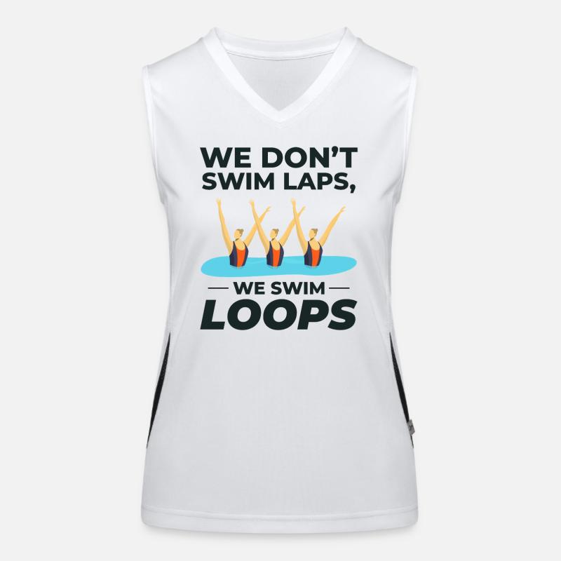 Wir schwimmen Loops Synchronschwimmen Humor Design Funktionelles Kontrast-Tank Top für Frauen