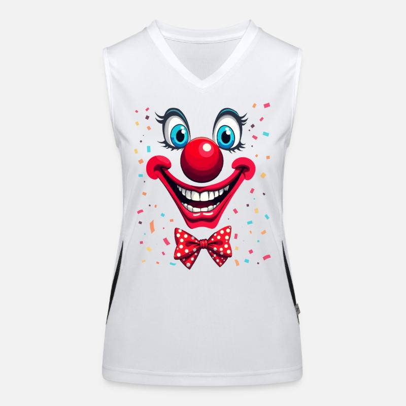 Colorful Clown Face with Bow Tie Women's Functional Contrast Tank Top