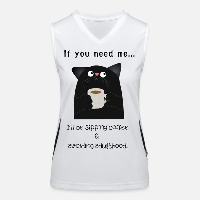 Funny Cat Coffee  – Avoiding Adulthood  Women's Functional Contrast Tank Top