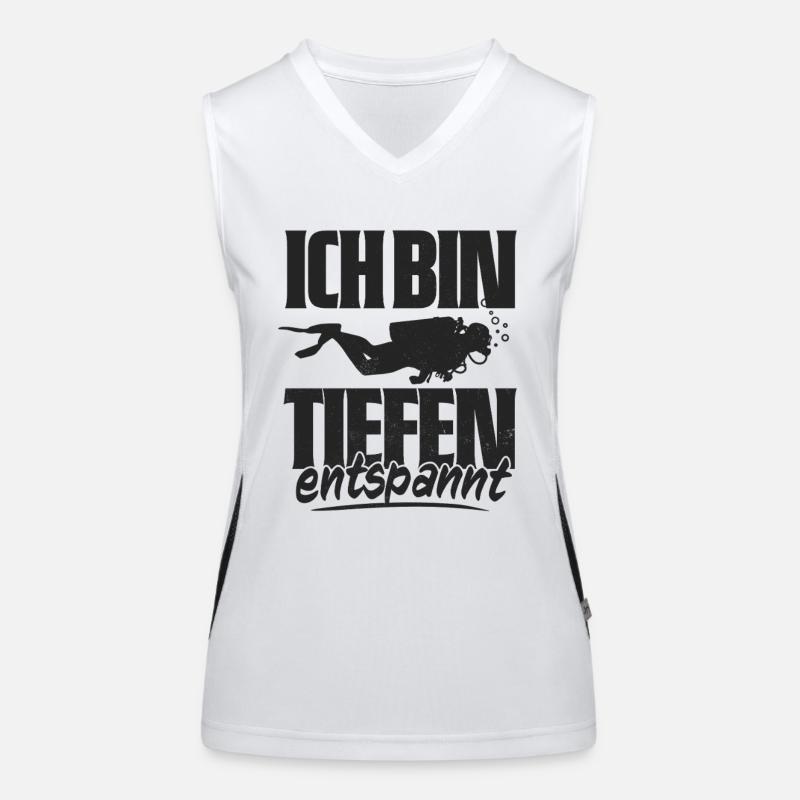 ICH BIN TIEFENENTSPANNT TAUCHEN TAUCHER SPRUCH Funktionelles Kontrast-Tank Top für Frauen
