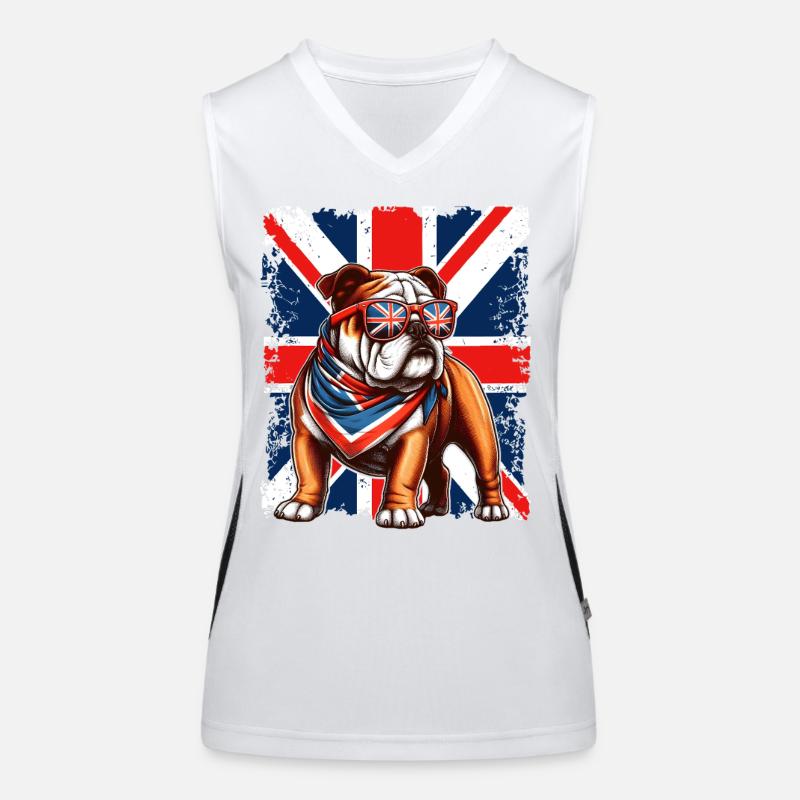 Bouledogue avec accessoires de drapeau britannique Débardeur respirant contrasté Femme