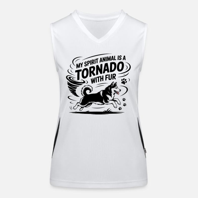 Mein Geisttier ist ein Tornado mit Fellhund Funktionelles Kontrast-Tank Top für Frauen